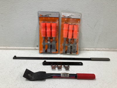 (2) 3 PC. Wood Chisel Sets, Long Wrench Set, Paint Remover Tool