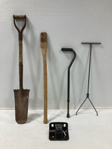 Reese Towpower Class II Step Bumper Receiver Hitch, Vintage Shovel, Axe Handle, Walking Cane