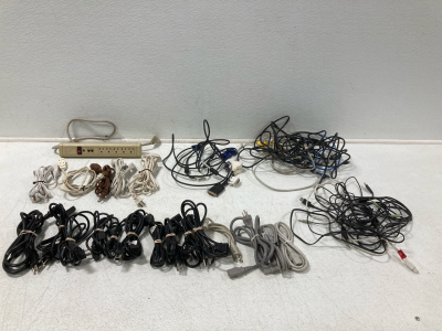Assorted Computer Cables & Extension Cords