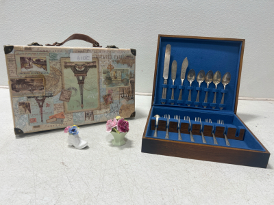 (1) Set Of Silver Plated Silverware Including 1 Sterling Silver Butter Knife- And Assorted Home Goods