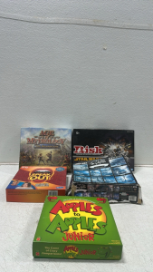 (5) Various Board/Family Games Including: Risk Star Wars Clone Wars Edition, Age of Mythology Board Game, Speak Out, Apples to Apples Junior, and (10) Terry Redlin Puzzles