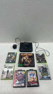 Sega Genesis Game Console w/ asciiPad SG Controller, NBA Jam and Sonic the Hedgehog for Sega Genesis, Interplay Battle Chess, Medal of Honor Rising Sun and Frontline for Xbox, Tony Hawks Proving Ground and Lost Planet 2 for Xbox 360