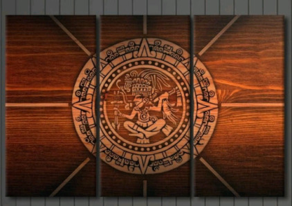 (1) Ancient Maya Pictograph Canvas Wall Art Print 60"Wx40"H<br/>