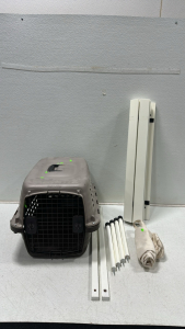 Petmate Small Locking Animal Travel Crate, Table-in-a-Bag Roll Up Table Set (White)