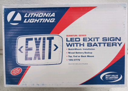 (1) Lithonia LED Exit Sign w/ Battery Backup - New in Box