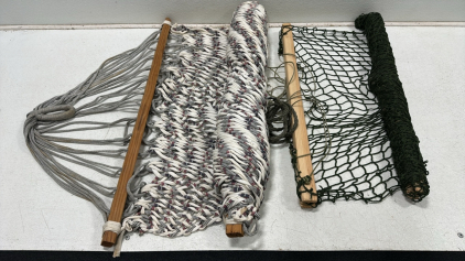 (1) Multicolor a Cloth Hammock, (1) Green Rope Hammock
