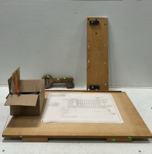Architects Board w/ Interior Storage, Various Design/Drawing Tools, Wooden Key Rack, Wooden Stand