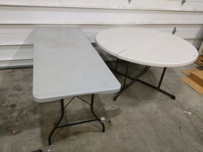 Folding Circular Table and 60x30 and Folding Rectangular Table 72x30x30