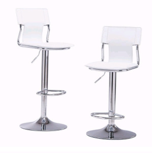 (1) Set Of (2) Sidanli White Adjustable Swivel Counter Bar Stool Chairs W/Back<br/>