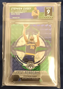Stephen Curry 2022-23 Panini Mosaic "Epic Performers Green Prizm"- RazorSlabs Graded 9