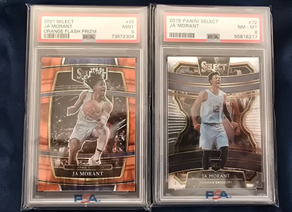 Ja Morant-2019 Panini Select (PSA 9) And 2021 Select Orange Flash Prizm (PSA 8)