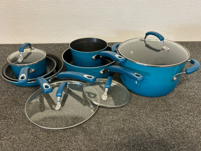 (10) Piece Rachael Ray Pot and Pan Set in Teal