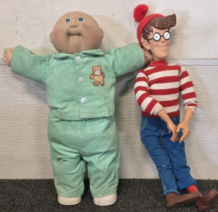 Vintage 1991 "Where's Waldo" Waldo Doll And Vintage Cabbage Patch Doll- Out Of Box