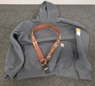 Carhartt Sweater- Size Large New With Tags, New Leather Belt Size Medium