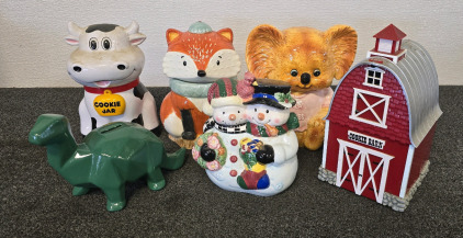 (5) Collectible Cookie Jars, Dinosaur Piggy Bank