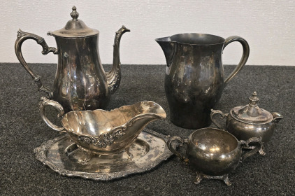 Vintage Brass And Silver Tone Tea Set