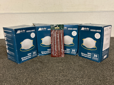 (4) Boxes Of Makrite 9500-N95 Disposable Respirators and Tooth Picking Set