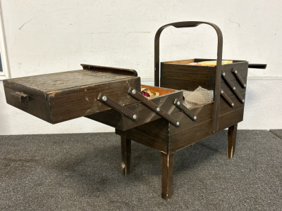 Vintage Wooden Sewing Box