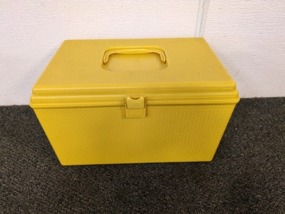 Box of Sewing Supplies, Accessories, and Patterns