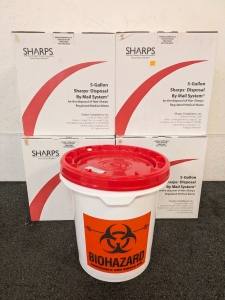 (4) Boxes of 5 Gallon Sharps Disposal Buckets