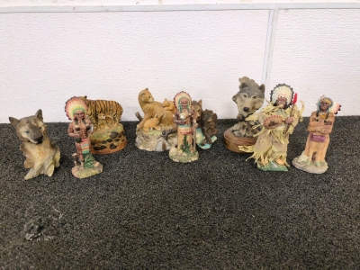 Animal and Native American Statues