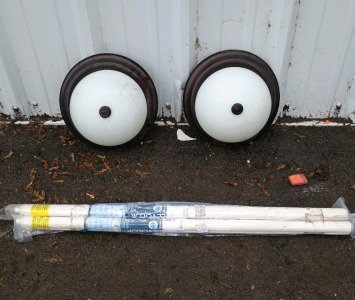 (2) Ceiling Light Fixtures & (2) Levolor Roll-Up Shades