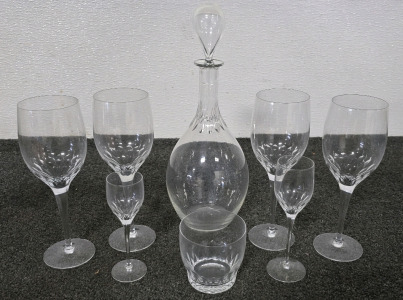 Wine Decanter, (4) Wine Glasses, (2) Wine Tasting Glasses, One Whiskey Glass