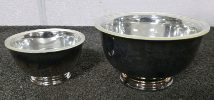 (2) International Websters Silver Plated Bowls- American Bicentennial Print Stamp