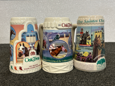 (3) Vintage Horse Racing/ Horse TrackBeer Steins