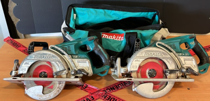 (2) Makita 7-1/4&rdquo; Cordless Circular Saw (1) Makita Tool Bag