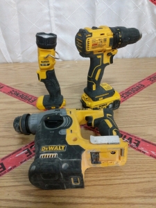 DeWalt 20v Worklight DCL040, Cordless Drill DCD777 and Rotary Hammer DCH273