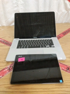 MacBook Pro 15", and Asus Tablet 10"