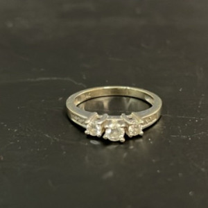 14K Stamped White Gold Diamond Ring