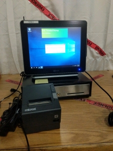 NCR Aloha POS System, Dual Screen Terminal, Micros Printer, and Cash Register