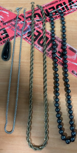 (3) Costume Jewelry Necklaces (1) Native American Black Onyx Pendant