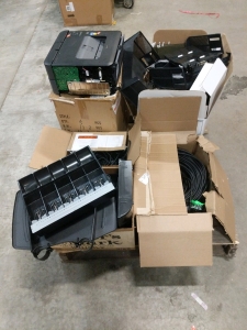 Whole Pallet Assorted Office Supplies, Dell Laptop AC Adapters, Cash Register Drawers, Cable and More