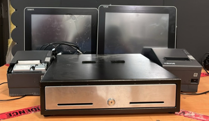 (2) NCR POS Monitors With Micros (1) Till