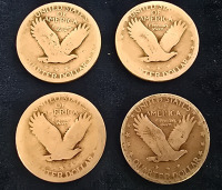 (4) Standing Liberty Quarters- 90% Silver Authenticated - 2