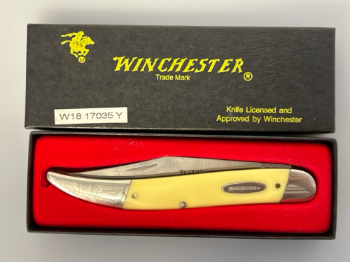 Yellow Winchester Folding Collectible Knife with Case