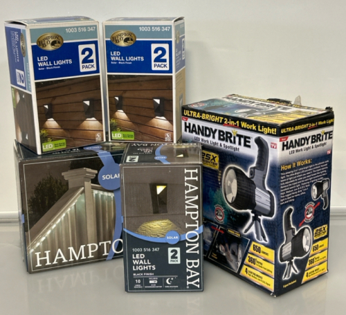 Hampton Bay 16' LED Rope Light, Wall Lights , and Handy Brite Work Light / Spotlight
