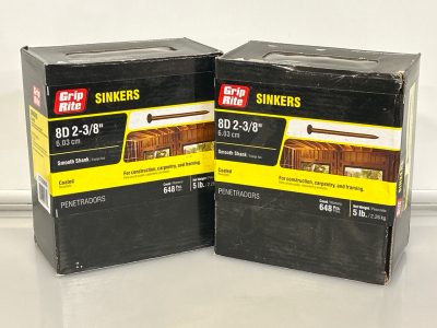 (2) Unopened Boxes Of Grip Rite Sinkers (8D 2-3/8")