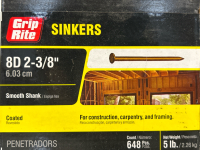 (2) Unopened Boxes Of Grip Rite Sinkers (8D 2-3/8") - 2