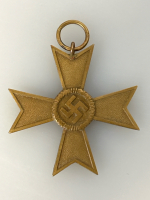 WWII German Helmet, German Iron Cross and Submariner Pin - 3
