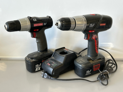 (2) Craftsman 19.2 Volt Drills With Batteries and Charger