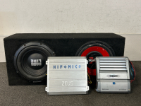 Speaker Box and (2) Stereo Amps