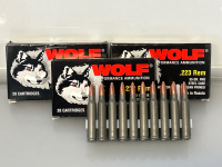 (3) Boxes Of Wolf Performance Ammunition .223 REM 55 Gr. FMJ