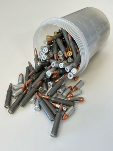 Small Container with Mixed Ammo: .223 REM And 9mm Luger