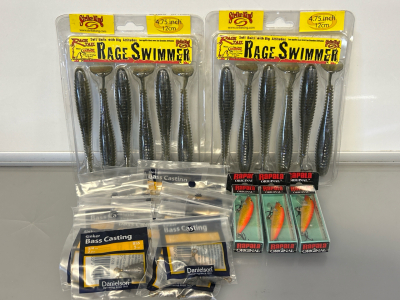 Strike King Rage Swimmer Soft Baits, Sinkers (3/4 Oz) and R&aacute;pala Original Lures