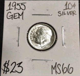 1955 MS66 Gem Silver Roosevelt Dime