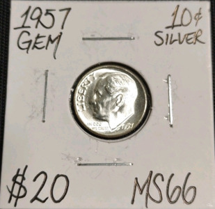 1957 MS66 Gem Silver Roosevelt Dime